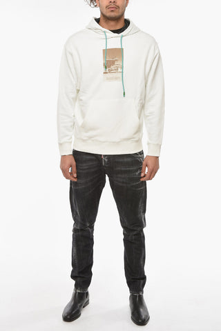EMPORIO SUSTAINABILITY PROJECT Cotton Jersey Hoodie Sweatshirt with Logo Print and Kangaroo Pocket