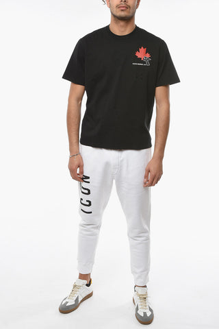 Disstressed Effect CLICK LEAF BOX FIT T-shirt