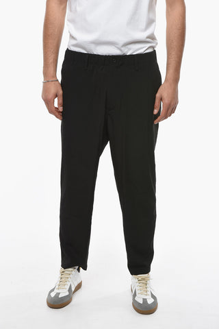 POUR HOMME Tech-satin Chino Pants with Elastic Waist-band