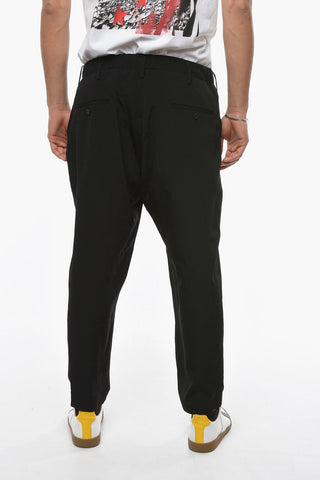 POUR HOMME Tech-satin Chino Pants with Elastic Waist-band