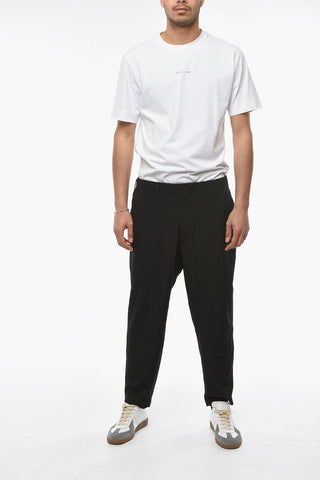 POUR HOMME Tech-satin Chino Pants with Elastic Waist-band