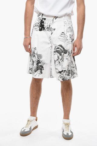 SHIRT Cotton-gabardine KAWS Wide-leg Shorts with Print