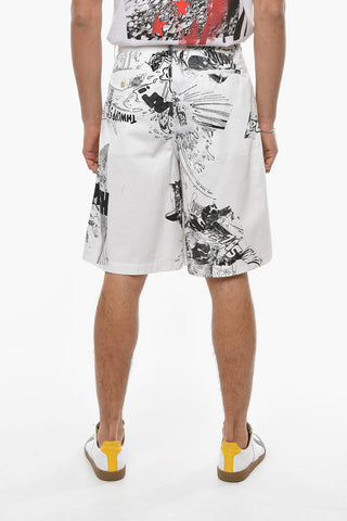 SHIRT Cotton-gabardine KAWS Wide-leg Shorts with Print