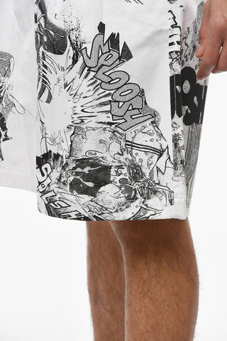 SHIRT Cotton-gabardine KAWS Wide-leg Shorts with Print