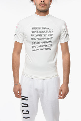 EMPORIO SUSTAINABILITY PROJECT T-shirt Girocollo con Lettering Allover a Contrasto