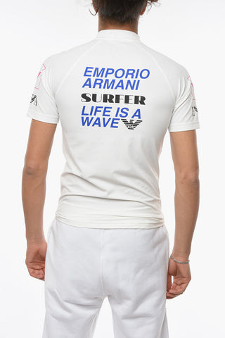 EMPORIO SUSTAINABILITY PROJECT T-shirt Girocollo con Lettering Allover a Contrasto