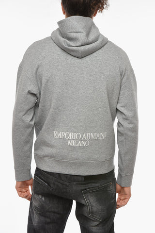 EMPORIO Zipped Hoodie Sweatshirt with Back Embroidered Logo