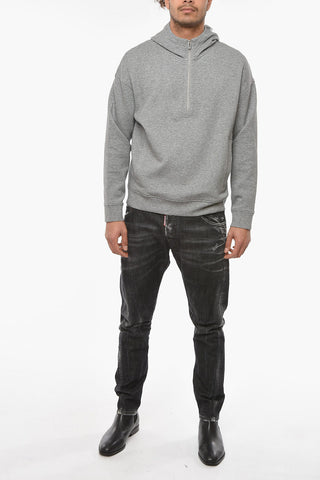 EMPORIO Zipped Hoodie Sweatshirt with Back Embroidered Logo