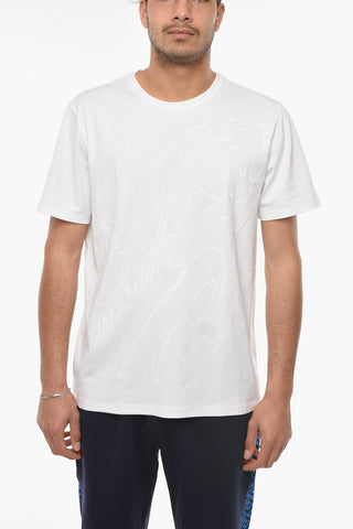 Crewneck T-shirt with All-over Embroideries