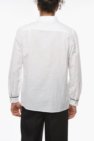 Plastron Shirt with Contrasting Broderie-anglaise