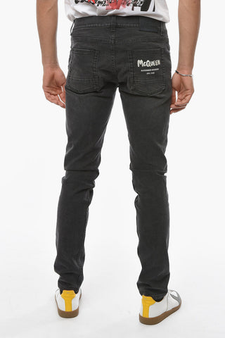 Jeans a Gamba Diritta con Logo Ricamato 17cm