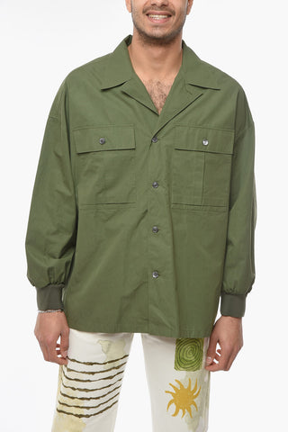 Overshirt in Popeline di Cotone con Polsini a Costine