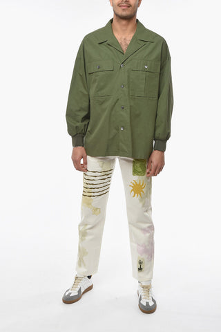 Overshirt in Popeline di Cotone con Polsini a Costine