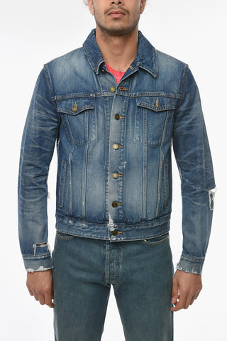 Denim Jacket with Distressed Detailing
