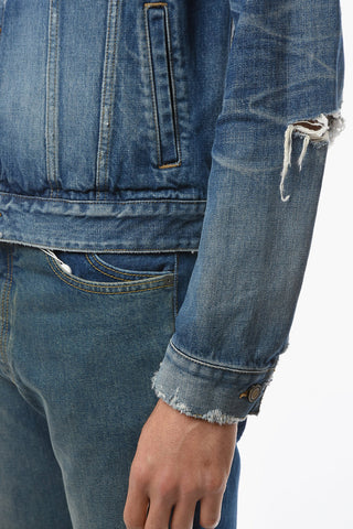 Denim Jacket with Distressed Detailing