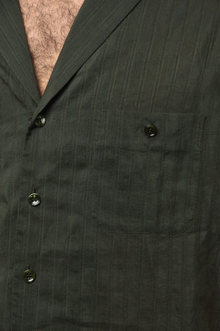 Silk-blend-Voile Short-sleeved Shirt with Unbalanced-stripe Motif