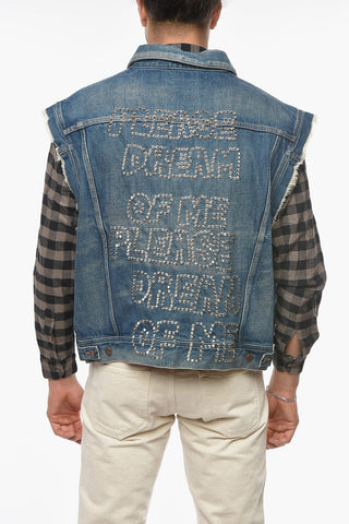 Denim PLEASE DREAM OF ME Waistcoat Jacket with Stud-embellishment