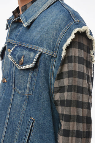 Denim PLEASE DREAM OF ME Waistcoat Jacket with Stud-embellishment