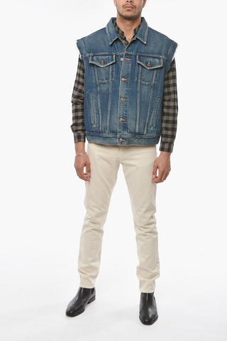 Denim PLEASE DREAM OF ME Waistcoat Jacket with Stud-embellishment