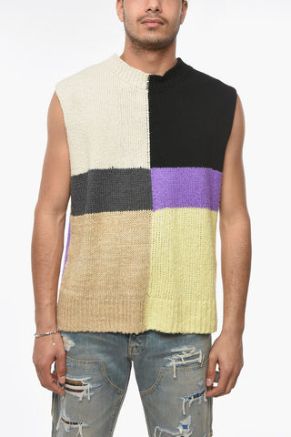Color Block Motif Knitted Waistcoat