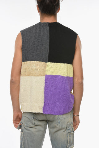 Color Block Motif Knitted Waistcoat