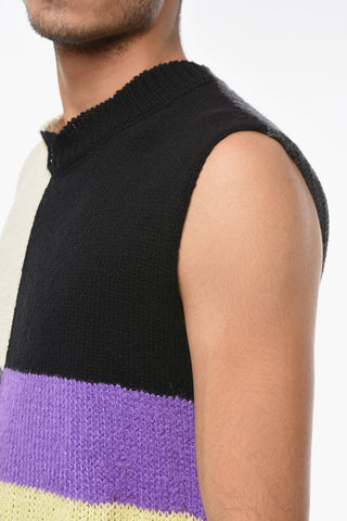Color Block Motif Knitted Waistcoat