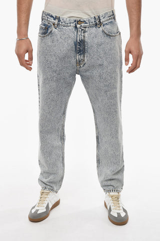 Marble-effect Cropped Denims with Baggy Fit