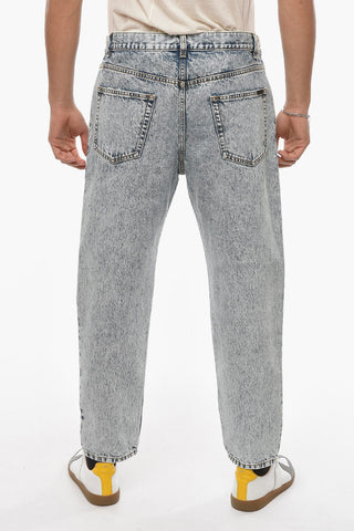 Marble-effect Cropped Denims with Baggy Fit