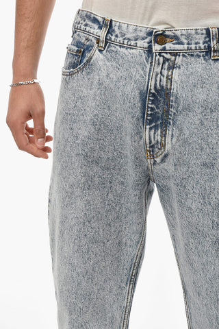 Marble-effect Cropped Denims with Baggy Fit