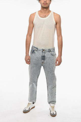 Marble-effect Cropped Denims with Baggy Fit
