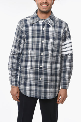 Down-filled Overshirt with Hairline Madras Check and Interior Removable Straps
