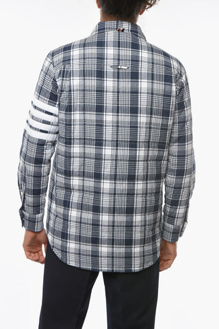Down-filled Overshirt with Hairline Madras Check and Interior Removable Straps