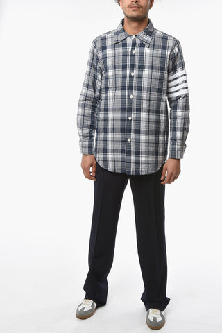 Down-filled Overshirt with Hairline Madras Check and Interior Removable Straps