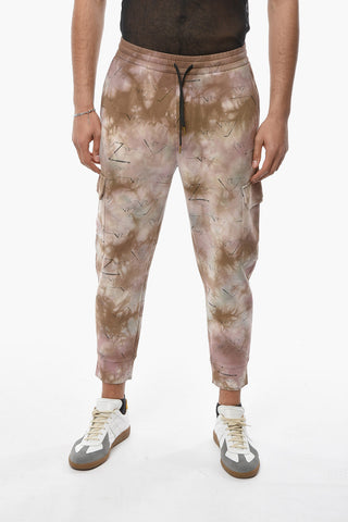 Cargo Joggers with Tie-dye Pattern and Allover Logo