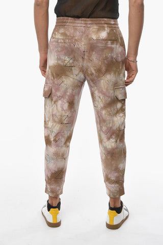 Cargo Joggers with Tie-dye Pattern and Allover Logo