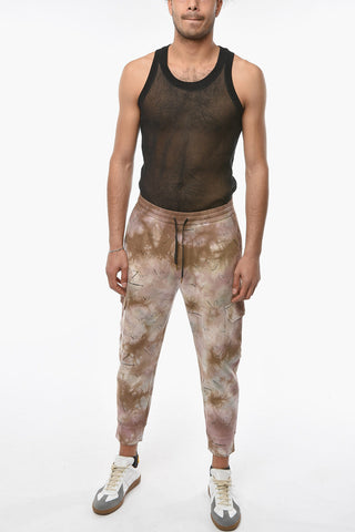 Cargo Joggers with Tie-dye Pattern and Allover Logo