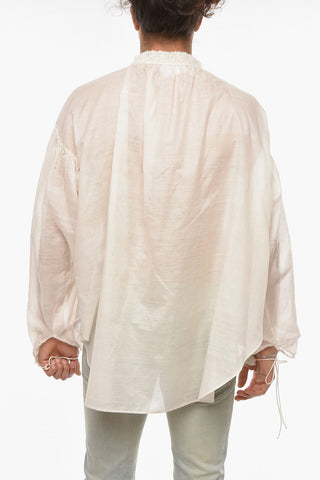Silk-cotton-voile Blouse with Laces