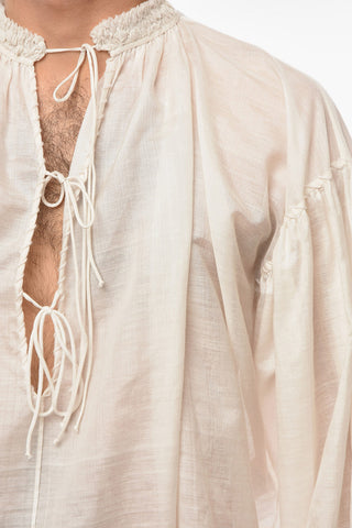 Silk-cotton-voile Blouse with Laces