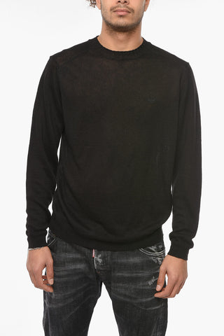 EMPORIO Transparent Crew-neck Pullover with Ton-sur-ton Logo