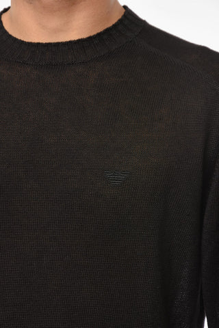 EMPORIO Transparent Crew-neck Pullover with Ton-sur-ton Logo