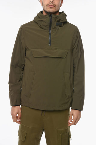 Anorak a Tinta Unita con Tasche Frontali e Cappuccio