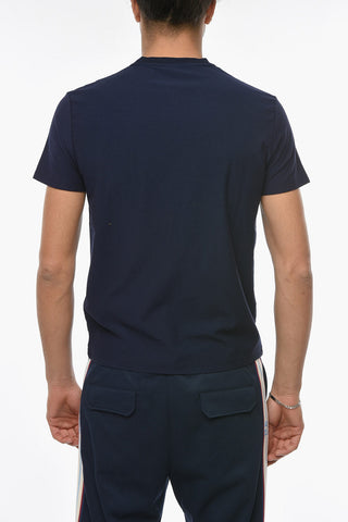 Ribbed Crew-neck T-shirt with Embroidered Logo Lettering