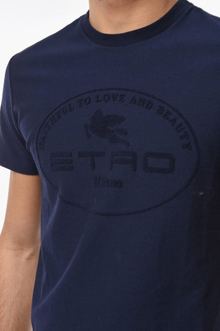 Ribbed Crew-neck T-shirt with Embroidered Logo Lettering