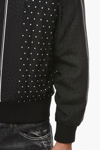 Giacca Bomber in Seta Imbottita con Motivo a Pois