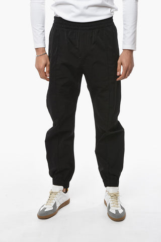 Joggers in Nylon Stretch con Bottone alla Caviglia