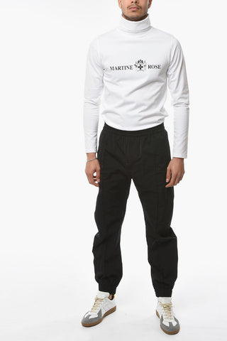 Joggers in Nylon Stretch con Bottone alla Caviglia