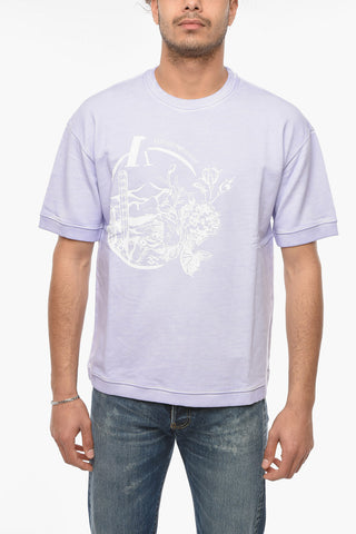EMPORIO Crew Neck Brushed Cotton T-Shirt with Print