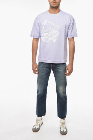 EMPORIO Crew Neck Brushed Cotton T-Shirt with Print