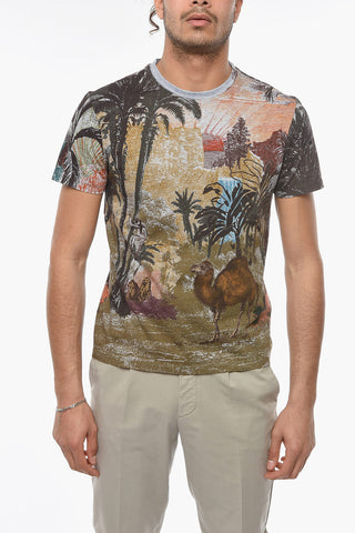 Cew-neck T-shirt with Graphic Print Allover