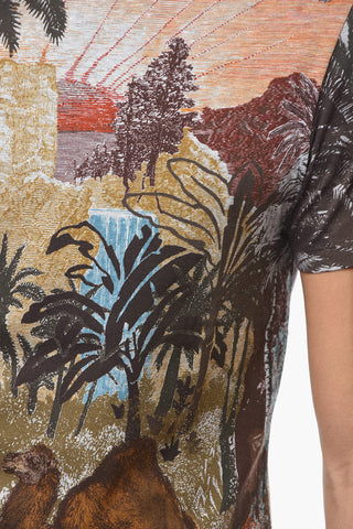 Cew-neck T-shirt with Graphic Print Allover